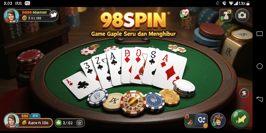 Tampilan menarik gameplay Gaple di 98SPIN.