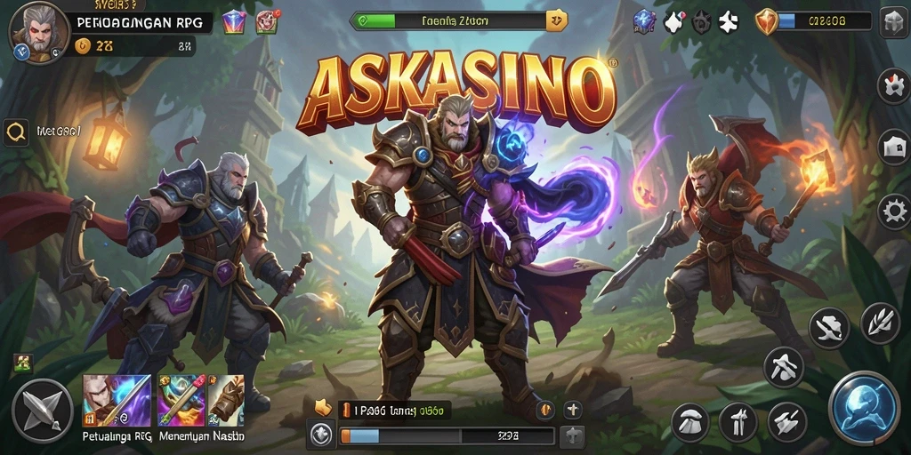 Tampilan gameplay seru dari ASKASINO dengan pertarungan RPG yang menantang.