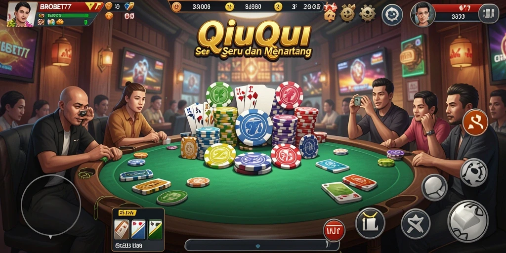 Tangkapan layar BROBET77 menampilkan suasana permainan QiuQiu yang seru dan mendebarkan.