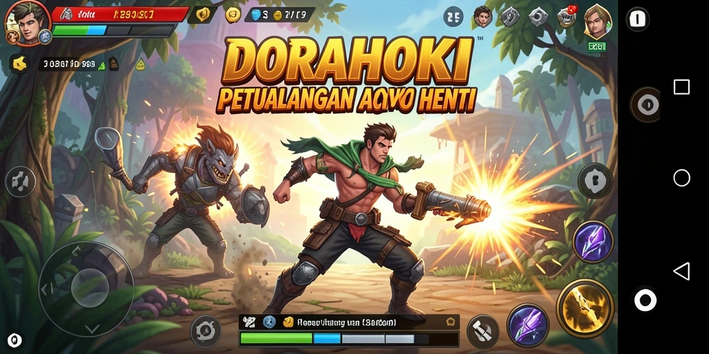 Tampilan gameplay DORAHOKI yang mendebarkan dan penuh aksi.