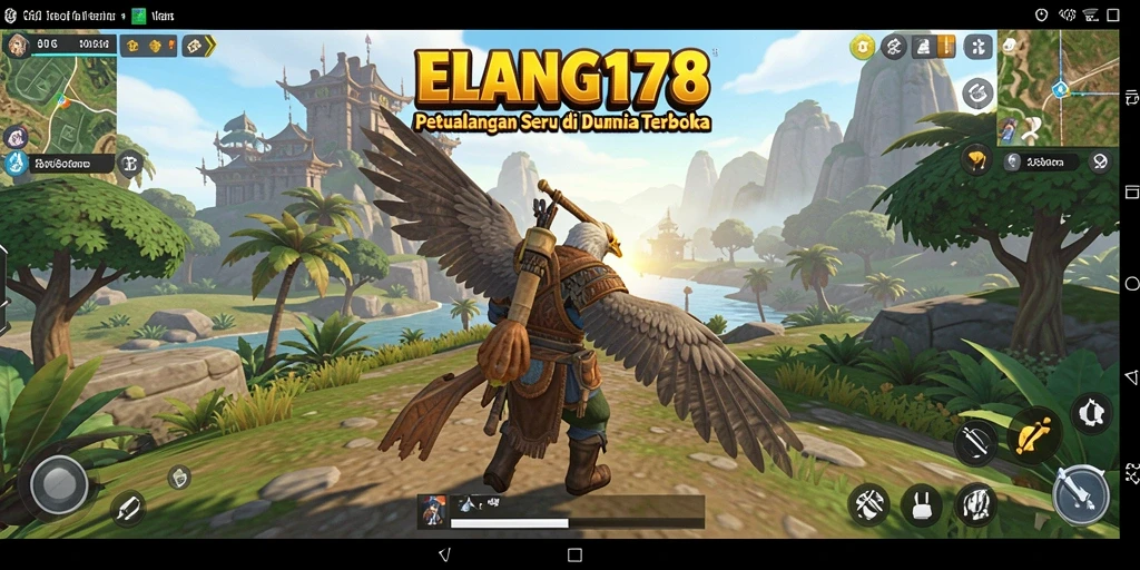 Tampilan gameplay ELANG178 dengan petualangan di dunia terbuka yang luas.