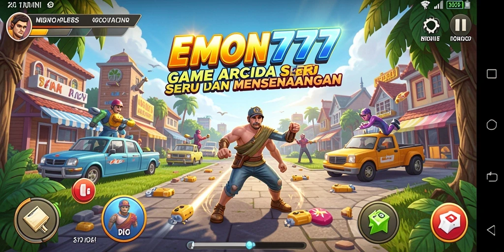 Tampilan gameplay seru dalam EMON777 dengan tantangan Arcade.
