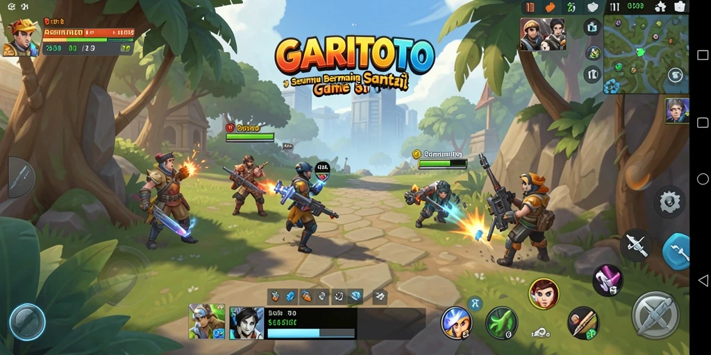 Screenshot gameplay GARITOTO, menampilkan aksi seru dan penuh warna.