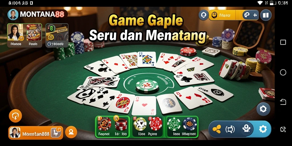 Tampilan gameplay Gaple yang seru dan interaktif di MONTANA88.