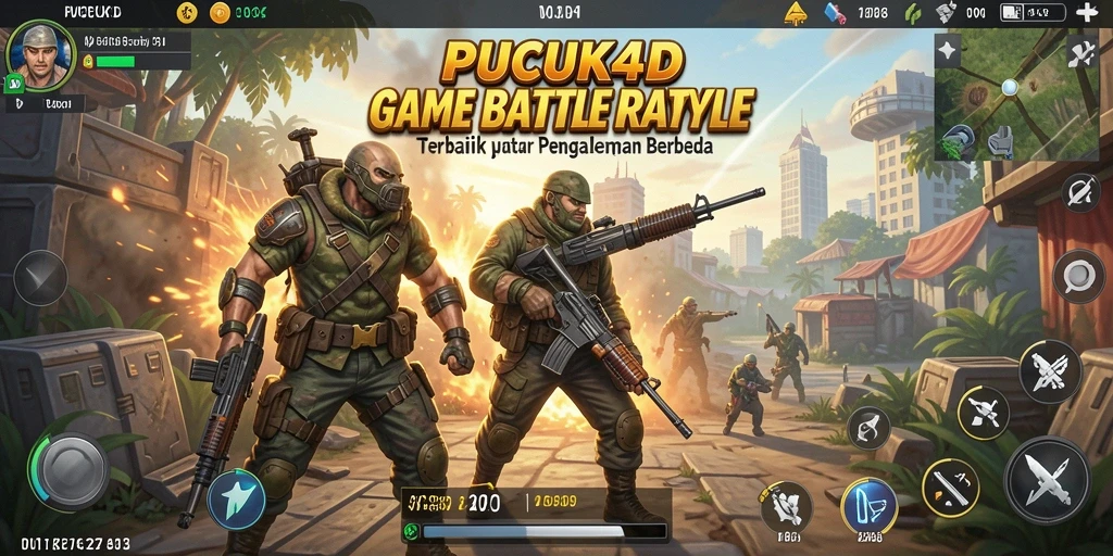 Screenshot utama menampilkan pertempuran epik dalam PUCUK4D.